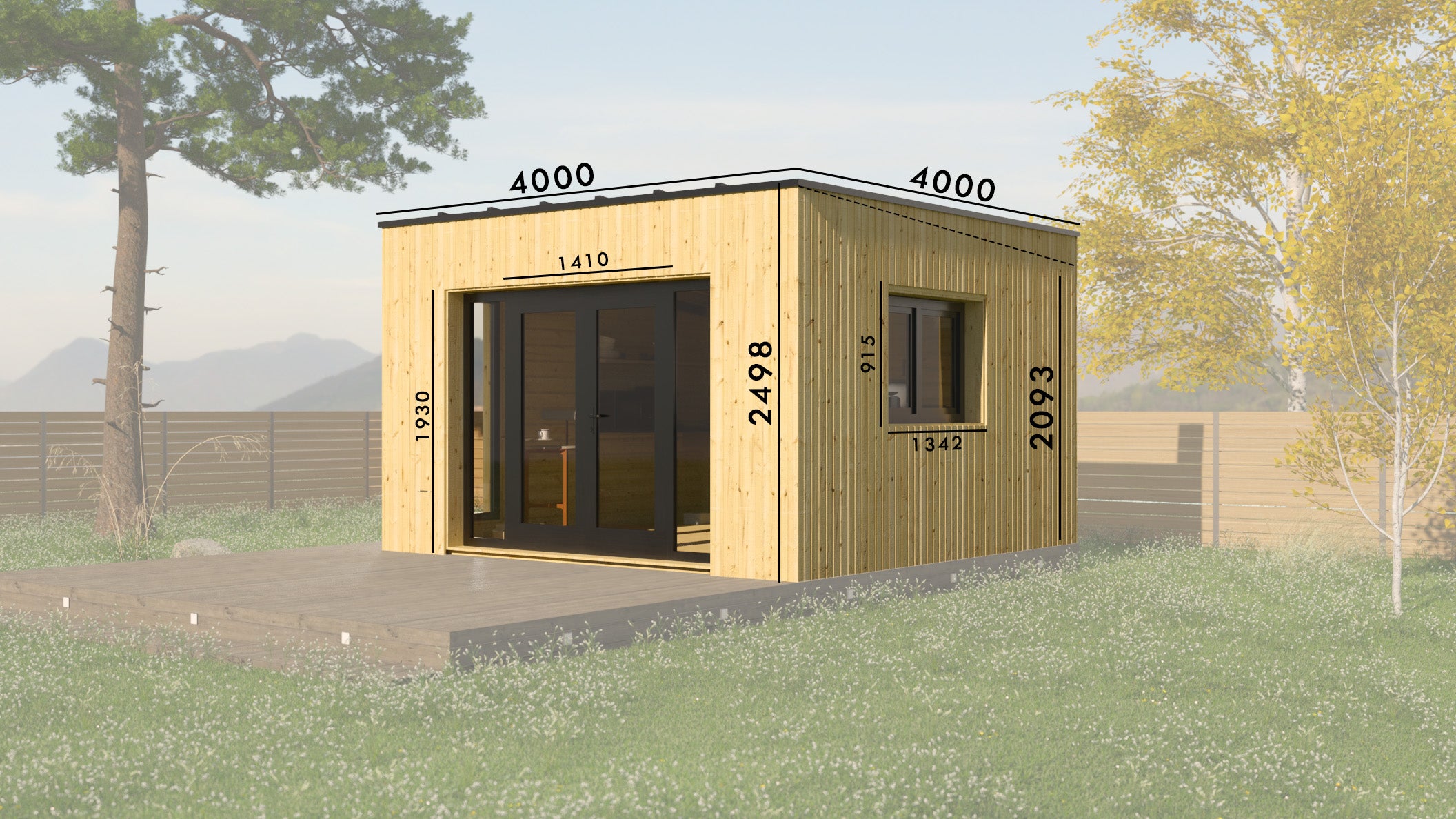 Extension bois FREESIA 16m² – Bureau de jardin habitable