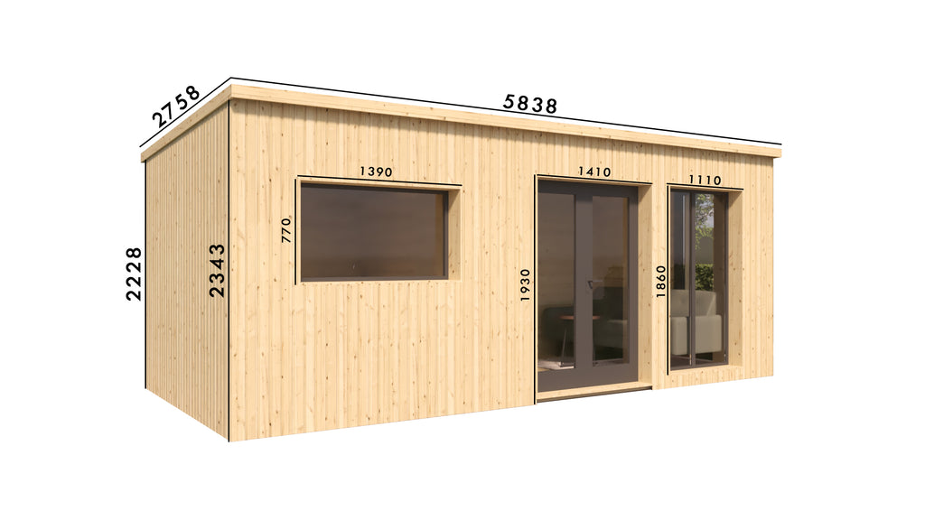 Studio de jardin bois BOTANICA 16m² – Une chambre indépendante