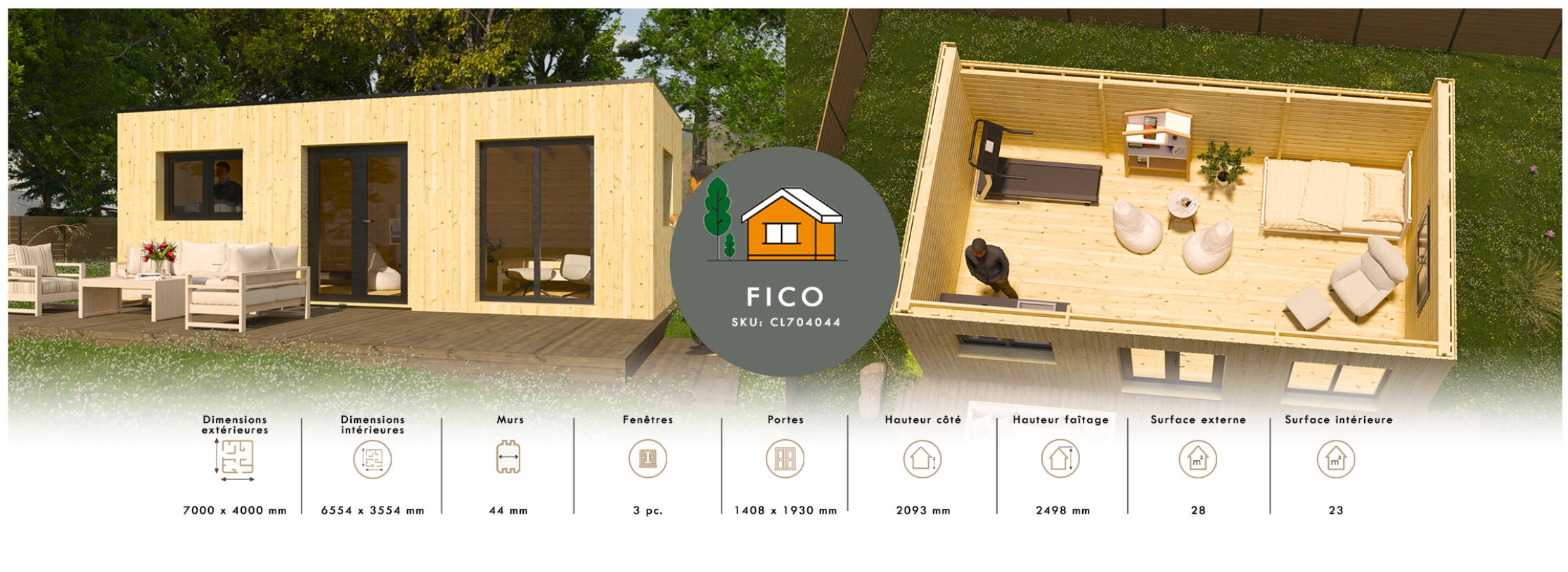 Studio de jardin bois FICO 28m² – Studio de jardin habitable